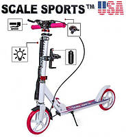 Самокат двоколісний Scale Sports SS-18 Рожеве Ручне гальмо Led-ліхтарик, фото 4