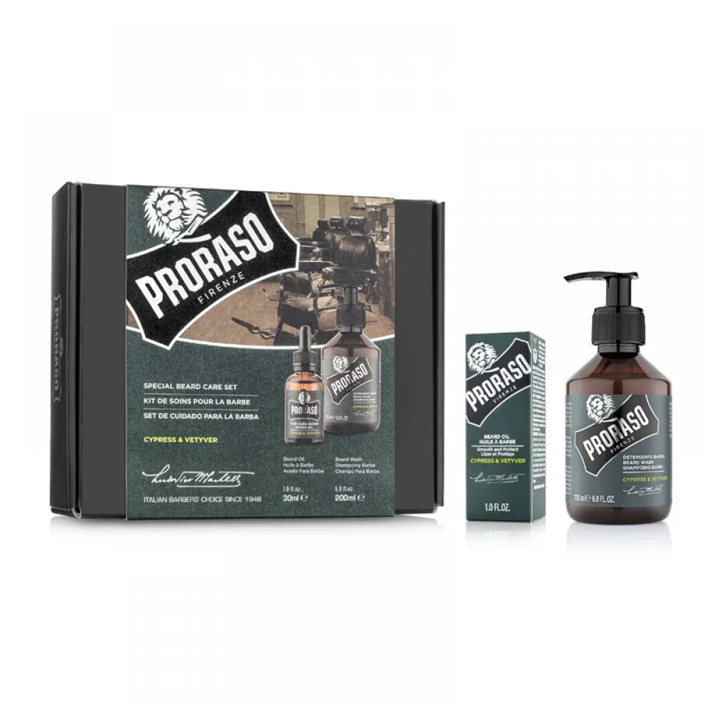 Набір для бороди Proraso Duo Pack Beard Oil + Shampoo Cypress & Vetyver