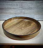 Дерев'яний посуд з Горіха. Дерев'яний піднос, таця для подачі страв Діаметр 31см, фото 2