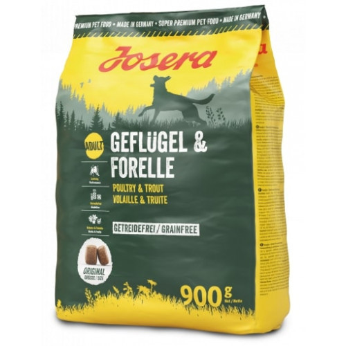 Сухий корм Josera Adult Geflugel & Forelle для дорослих і активних собак, з м'ясом птиці і форелі 900 г