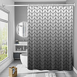 Шторка для ванної та душу з гачками 180x180 см водовідштовхувальна, високоякісна шторка для ванни, фото 2