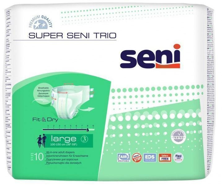 Підгузки для дорослих Super Seni Trio  Large 100-150 см 10 шт 8 крап.