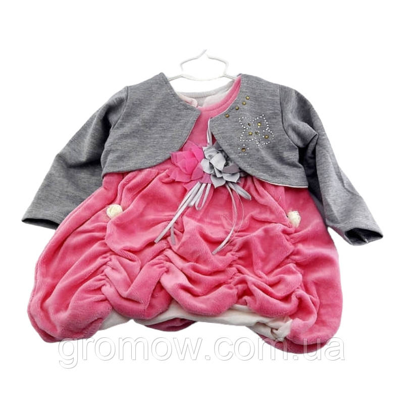 Дитяче плаття Туреччина 6, 9 місяців для новонародженої дівчинки ошатне рожеве (ПДН14), фото 1