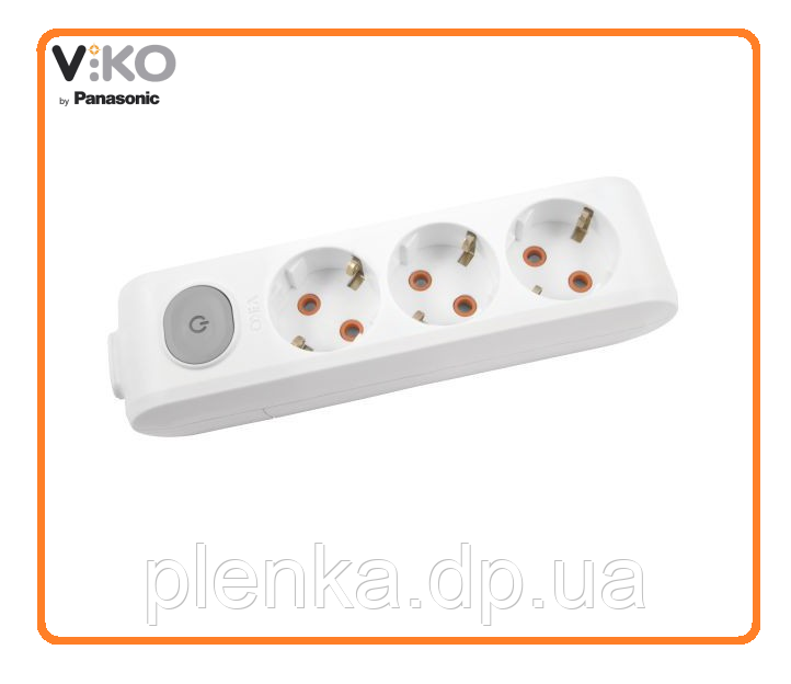 Колодка для подовжувача VIKO by Panasonic Multi-Let 3 гнізда із заземленням і кнопкою, фото 1