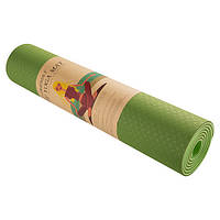 Килимок World Sport для йоги та фітнесу 2 шари, TPE, 6мм, колір зелений/салатовий