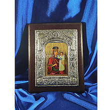 Ексклюзивна ікона Божа Матір Призри на смирення ручний розспис на холсті, срібло та позолота розмір 20 Х 25 см