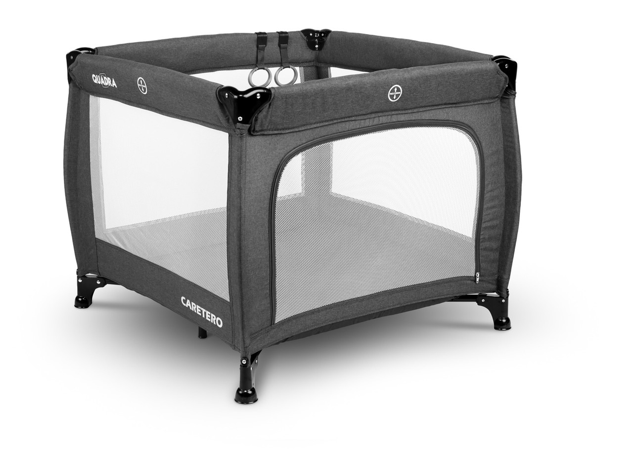 Дитячий манеж квадратний переносний з матрацом для дітей до 15 кг Caretero Quadra Graphite