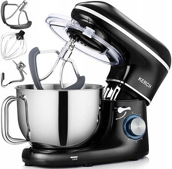 Тістоміс міксер планетарний з гаком KERCH MyCHEF BLACK 2200 Вт, 6.2л, 6 швидкостей, нержавіюча сталь