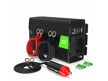 Портативний перетворювач напруги інвертор Green Cell 12 V на 230 V 300 W/600 W Чистий синус (INV05DE)
