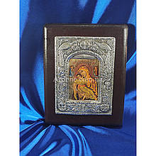 Ексклюзивна ікона Кікська Божа Матір ручний розспис на холсті, срібло та позолота 16 Х 20 см