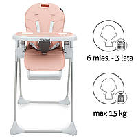 Стільчик для годування з 6 місяців до 3х років на колесиках Kidwell BENO Pink, фото 9