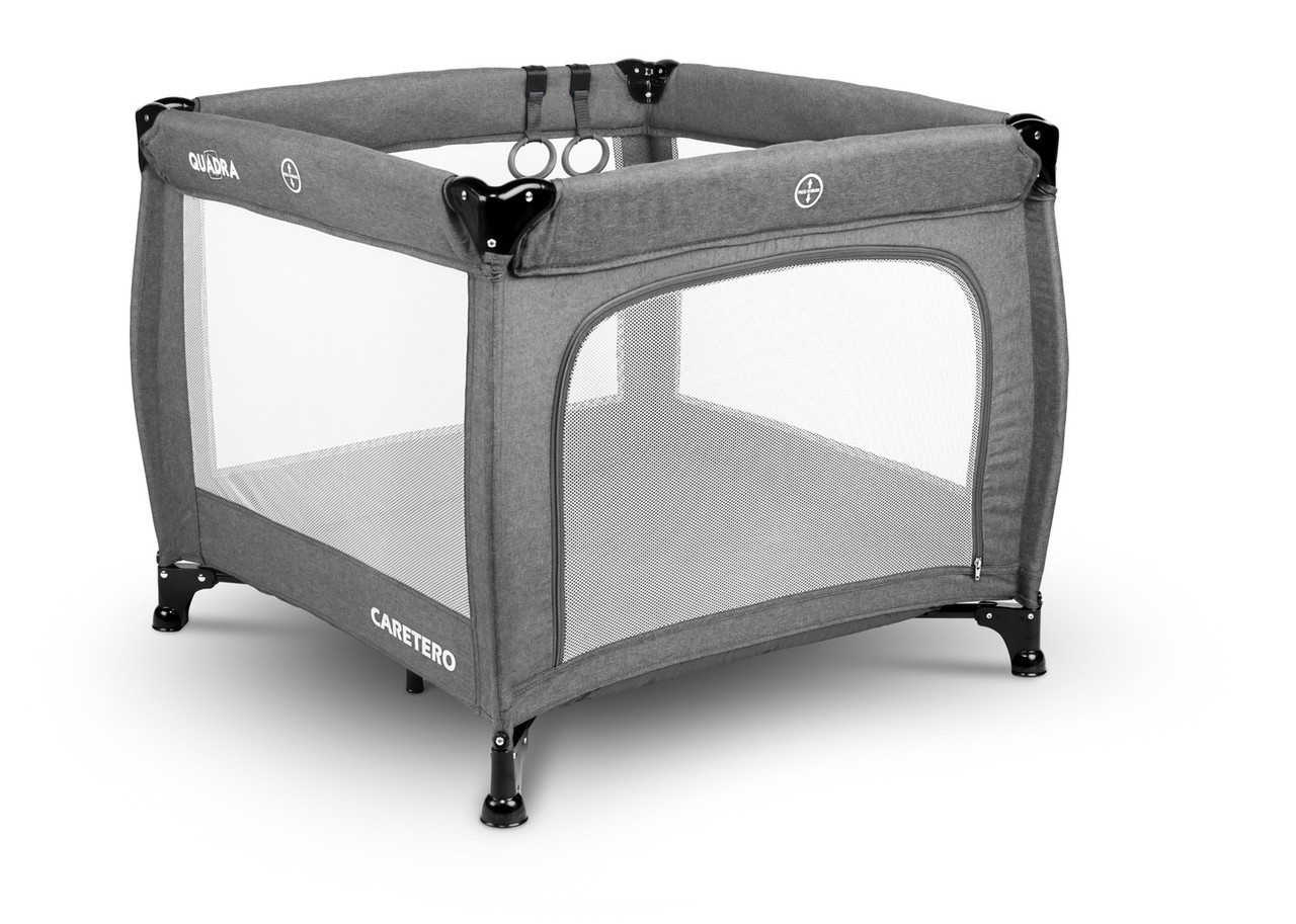 Дитячий манеж квадратний переносний з матрацом для дітей до 15 кг Caretero Quadra Gray