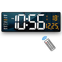 Настенные электронные часы с термометром и календарем, таймер, секундомер, пульт.
