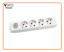 Колодка для подовжувача VIKO by Panasonic Multi-Let 4 гнізда із заземленням і кнопкою