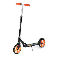 Самокат черно-оранжевый двухколесный, складной, с большими колесами, Best Scooter