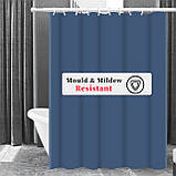 Шторка для ванної та душу з гачками 180x180 см водовідштовхувальна, високоякісна шторка для ванни, Сіра, фото 6