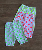 Детские трессы на девочку в горох трикотажные оптом, яркие велосипедки для девочки р.30 32 34 36 38