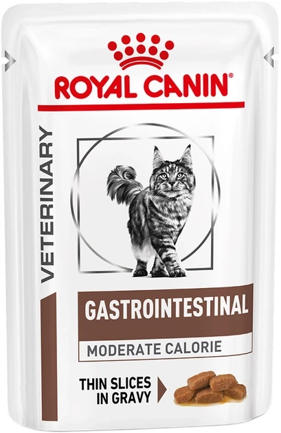 Вологий корм для дорослих кішок ROYAL CANIN GASTRO-INTESTINAL Moderate Calorie CAT Pouches 0.085 кг x 12 шт.