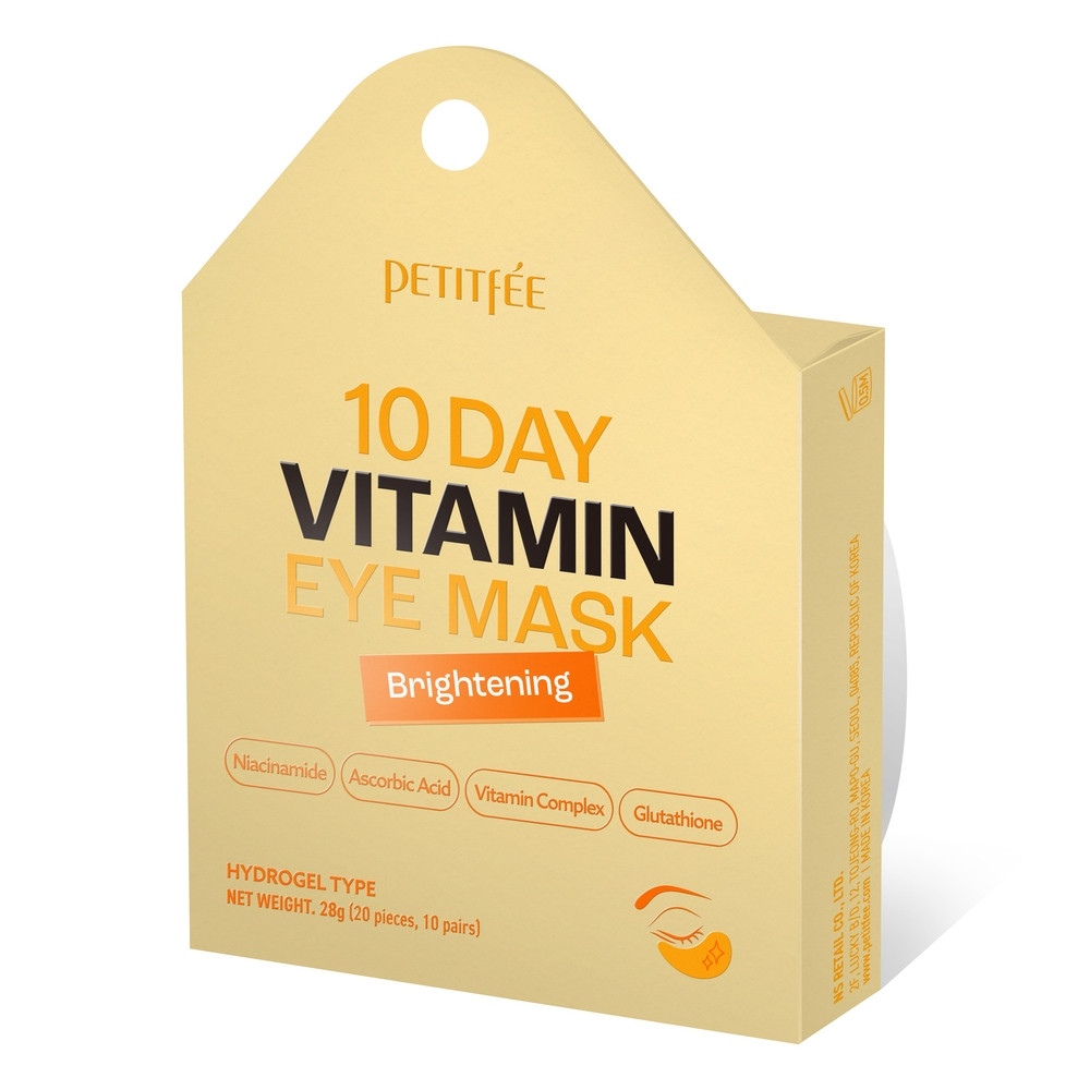 Освітлюючі гідрогелеві патчі з вітаміном C і ніацинамідом PETITFEE 10 Day Vitamin Eye Mask 20шт (до 21.08.2024)