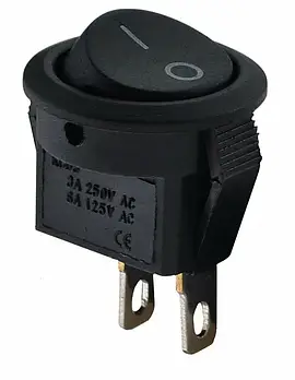 Кнопка кругла чорна Biom SB-08B 220V/12V 3A/6A