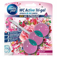 Гелевая подвеска для туалета 45 г Ambi Pur WC Active Tri-gel Роза и лилия