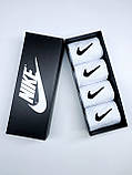 Високі чоловічі Шкарпетки Nike - Білі Подарунковий набір в коробці 4 пар, фото 4