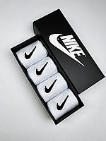 Високі чоловічі Шкарпетки Nike  - Білі - Подарунковий набір в коробці 4 пар