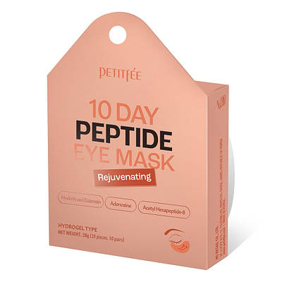 Омолоджуючі гідрогелеві патчі з пептидами PETITFEE 10 Day Peptide Eye Mask 20шт (до 21.08.2024)