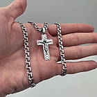 Комплект срібний чорнений ланцюжок бісмарк з хрестиком 925 проба, фото 2