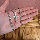 Комплект срібний чорнений ланцюжок бісмарк з хрестиком 925 проба, фото 4