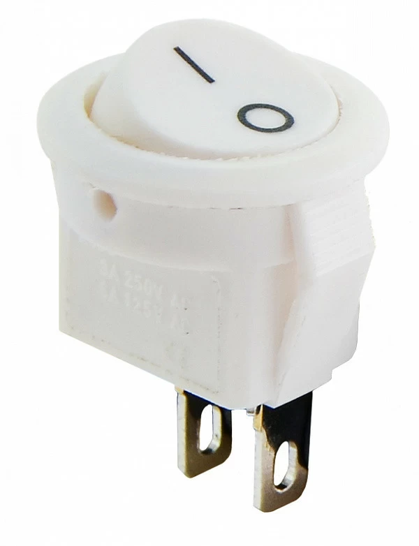 Кнопка кругла біла Biom SB-08W 220V/12V 3A/6A, фото 1