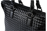 Чоловіча сумка із плетіння Prestige (4030) чорна, фото 4