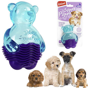 Іграшка (9 см) Ведмедик з пискавкою для малих порід собак, GiGwi Suppa Puppa/Гімова гра для зубів вихованців