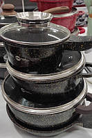 Набор посуды с гранитным покрытием Higher Kitchen HK-307, люкс кастрюли для приготовления пищи, 11 предметов