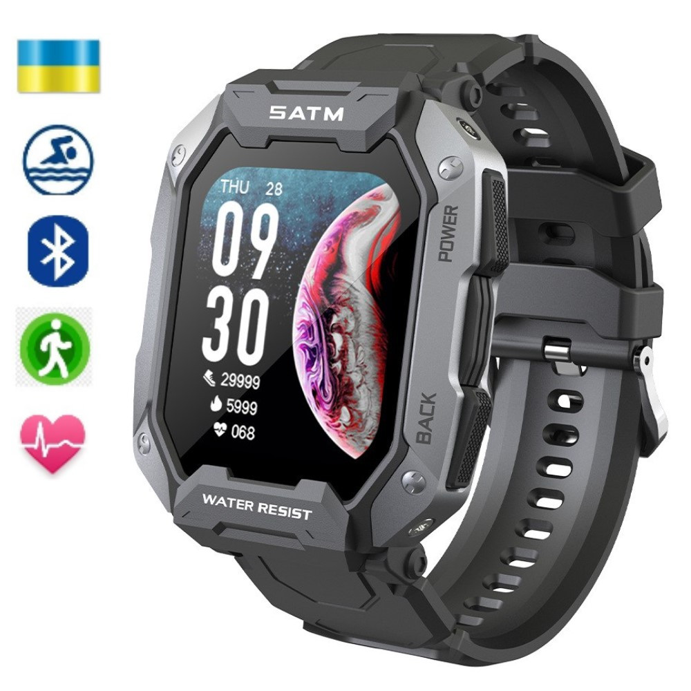 Військові смарт годинник тактичний протиударний крокомір пульс тиск Smart Watch Modfit водонепроникний