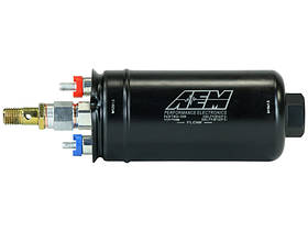 Паливний насос виносний AEM 400LPH Inline High Flow Fuel Pump M18x1.5 Inlet & M12x1.5