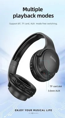 Навушники великі бездротові (Bluetooth) Hoco Mighty W40 Black, фото 4