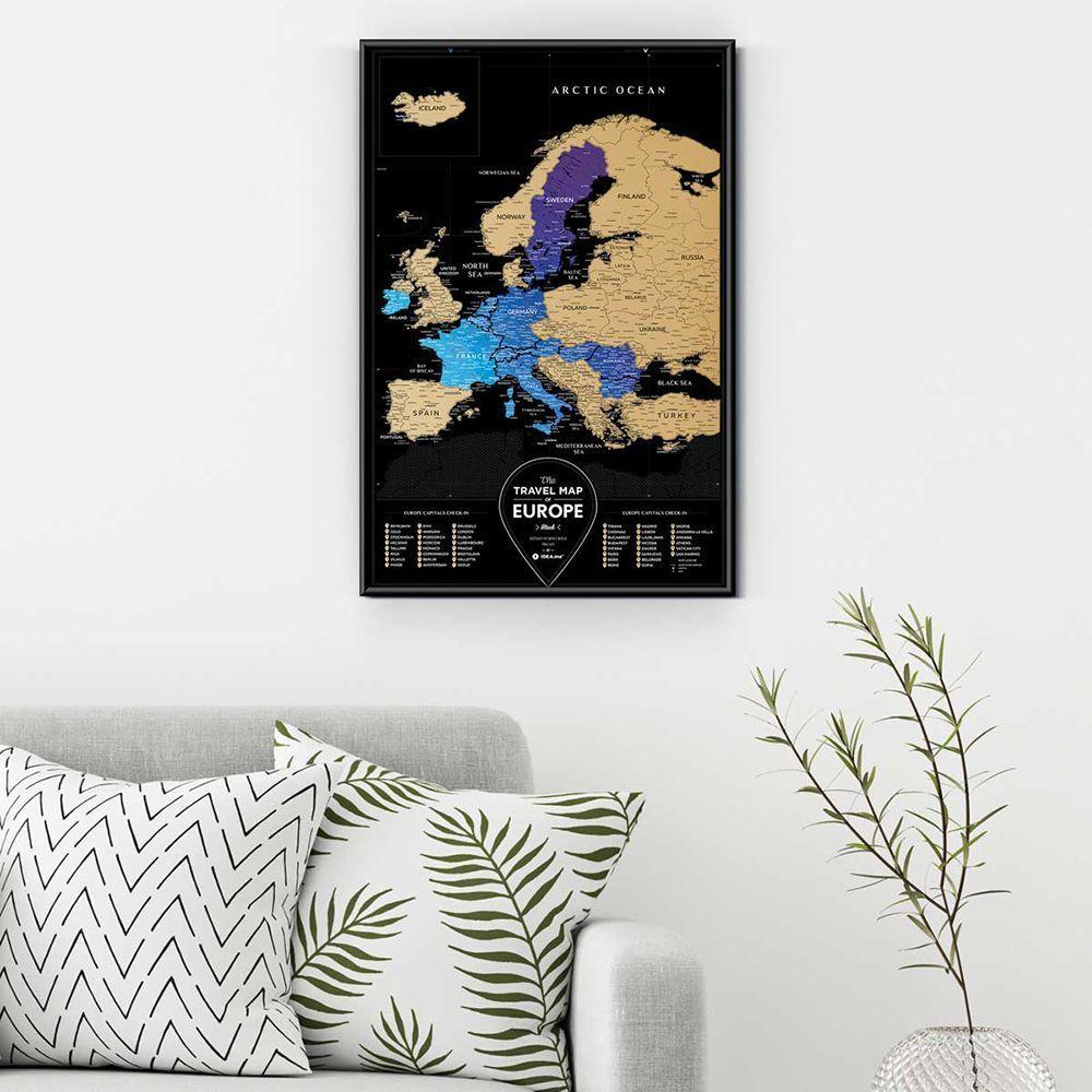 Скретч карта Європи "Travel Map Black Europe" (рама) BEF  1 шт.