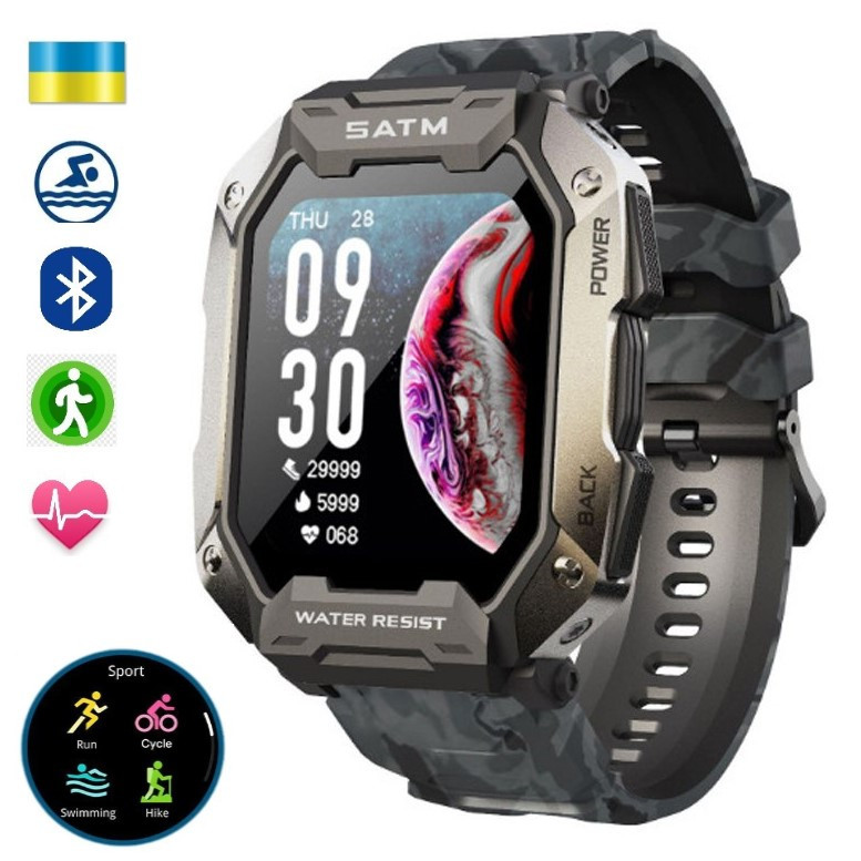 Смарт годинник для військових тактичний протиударний водонепроникний Smart Watch Modfit, фото 1