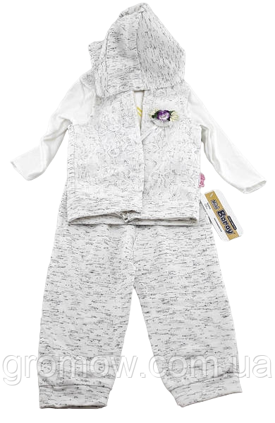 Спортивний костюм 6, 9 місяців Туреччина для новонародженої дівчинки набір білий (КДНД26), фото 1