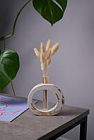 Круглая ваза Laconic из гипса с золотым декором для сухоцветов с колбой 13х11см