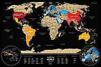 Скретч карта мира "Travel Map Weekend Black World gold" (тубус) WBWg 1 шт.