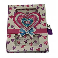 Блокнот с замком для девочек "Kiss", 2 ключа, 16,5х13х3 см (34199B)