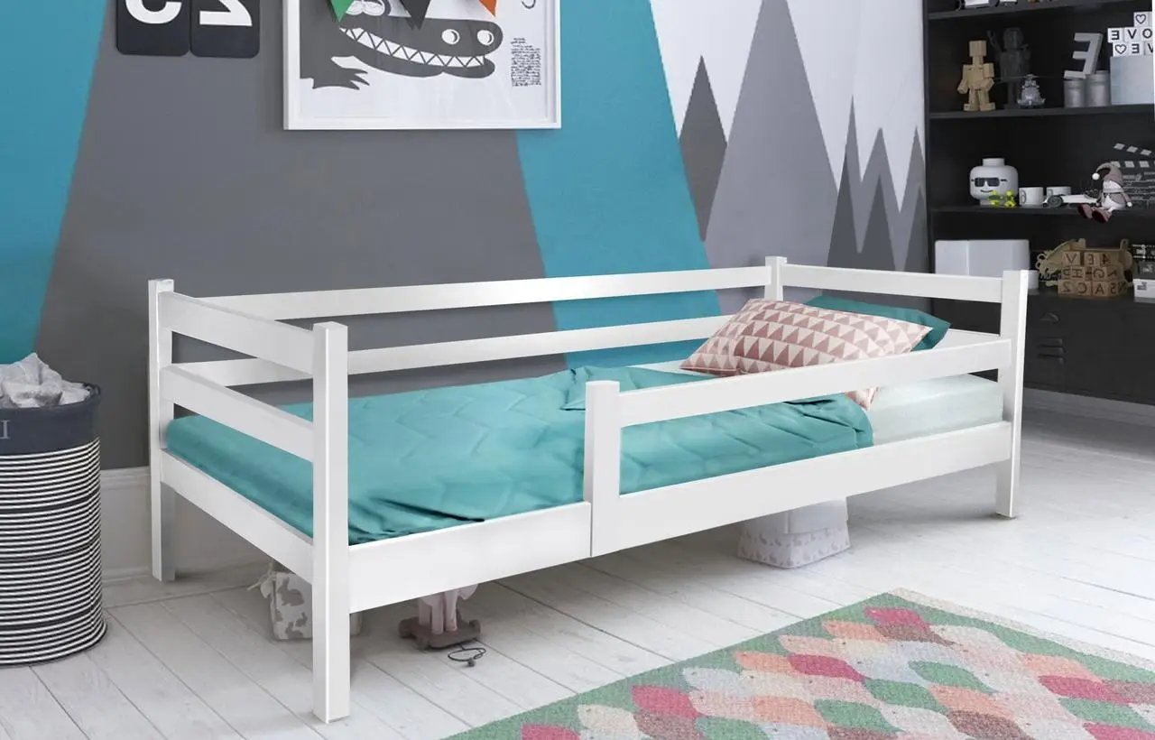 Ліжко Соня 80 х 200 см із захисним бортиком (біле), фото 1