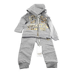 Спортивний костюм 9 місяців Туреччина для новонародженої дівчинки набір світло-сірий (КДНД30)