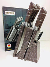 Набір кухонних ножів Rainberg Rb-8805 з акриловою підставкою + мусат і ножиці
