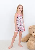 Пижама для девочки на рост 110-116 см на 4-5 года детская летняя с рисунком Котики кулир 0973