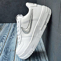 Білі жіночі кроссівки Nike Air Force 1 Pixel. Жіноче стильне взуття Найк Аір Форс весна осінь., фото 4