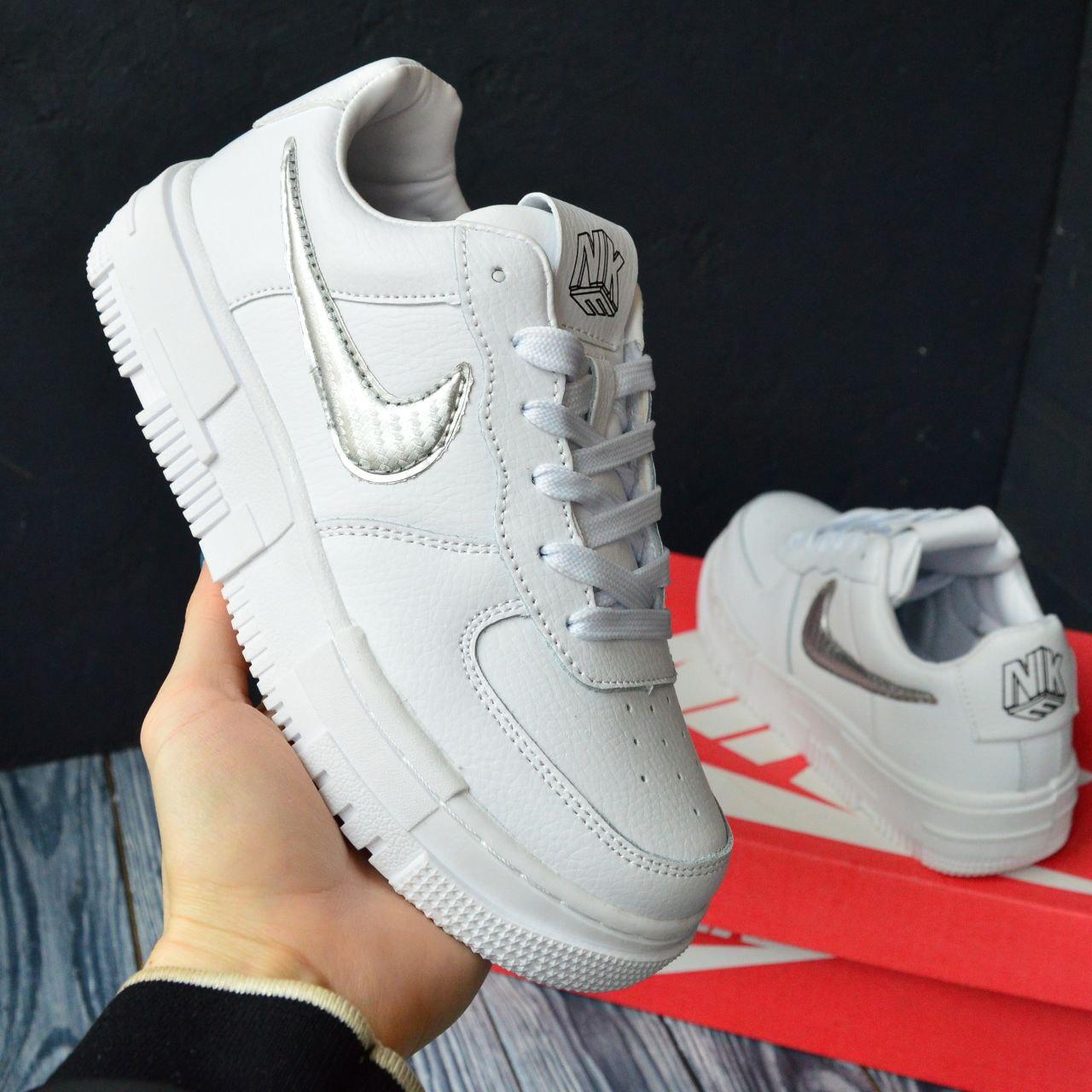 Білі жіночі кроссівки Nike Air Force 1 Pixel. Жіноче стильне взуття Найк Аір Форс весна осінь.
