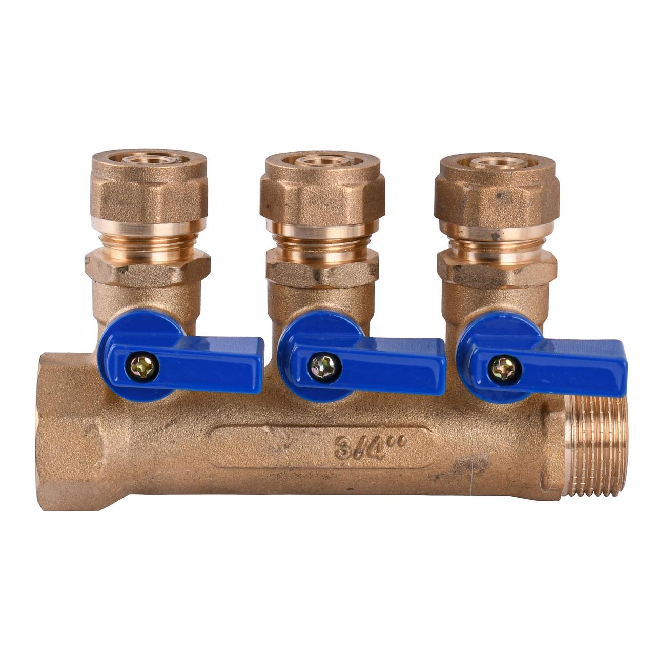 Колектор CRISTAL 3/4х16″ на 3 виходи з перекриванням (NM-1018)